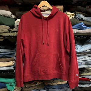 Y2K Dark Red Maroon Champion Blank Hoodie Large